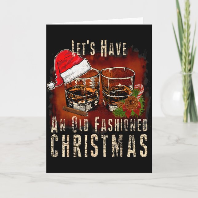 Cartão Old Fashioned Whiskey Christmas - Bourbon Tail Dri (Frente)