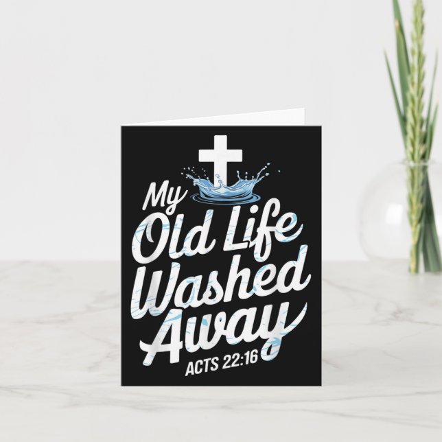 Cartão Old Life Washed Water Baptism Bible Verse Christia (Frente)