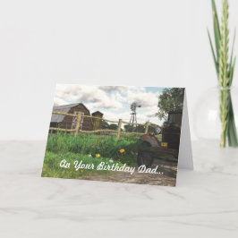 Cartão Old Red Barn & Rusty Truck Birthday Card for Dad