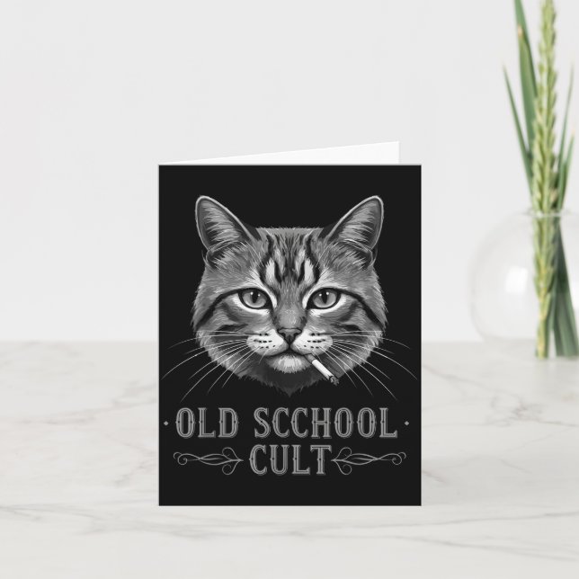 Cartão Old Scchool Cult Funny Cat For Cool People And - F (Frente)