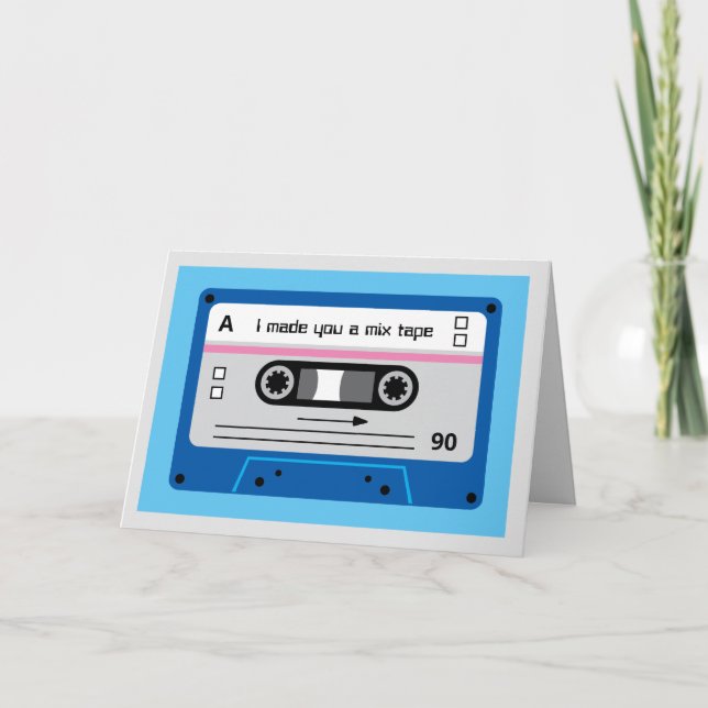 Cartão Old Skool Dark Blue Cassette Mix Tape Greetings (Frente)