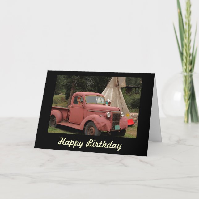 Cartão Old Truck and Teepee Birthday Card (Frente)