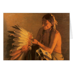 Cartão Old War Bonnet de Joseph Henry Sharp