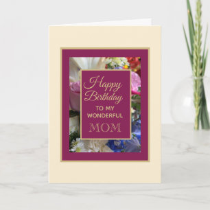 Cartão Olha! Feliz Aniversário, mamãe cumprimentando o