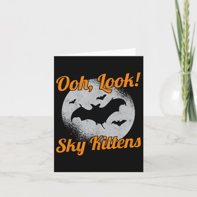 Cartão Olha, Gatinhos Céus Bat Halloween Bats (Frente)