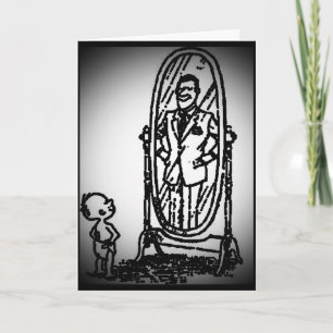 Cartão Olhando no espelho vendo meu pai de férias