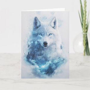 Cartão Olhar Celestial do Lobo Majestoso