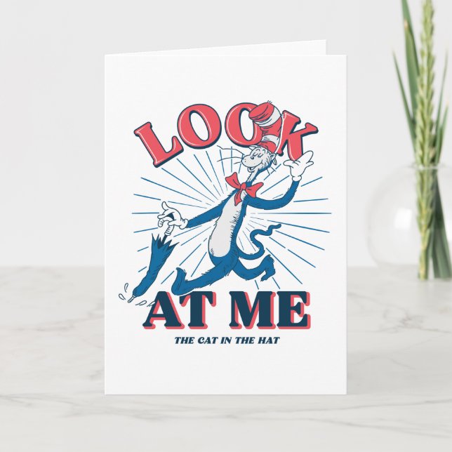 Cartão Olhe Para Mim Gato No Chapéu (Frente)