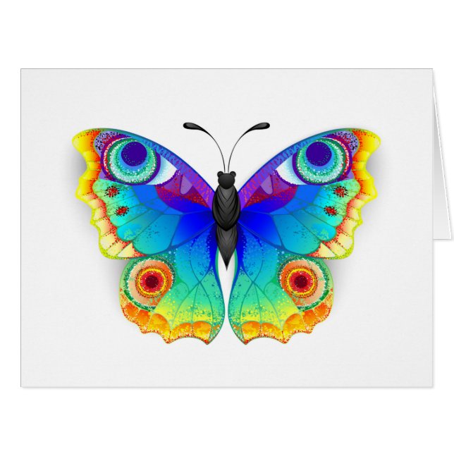 Cartão Olho Peacock da Borboleta Arco-Íris (Frente horizontal)
