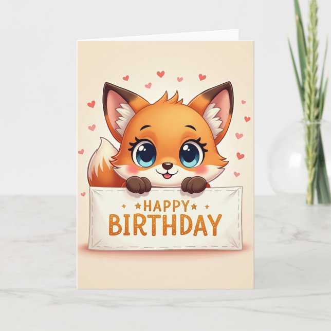Cartão Olhos Azuis Fennec Doce (Frente)