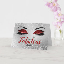 Cartão Olhos Brilhantes Fabulosos Rubi Vermelho Aniversár