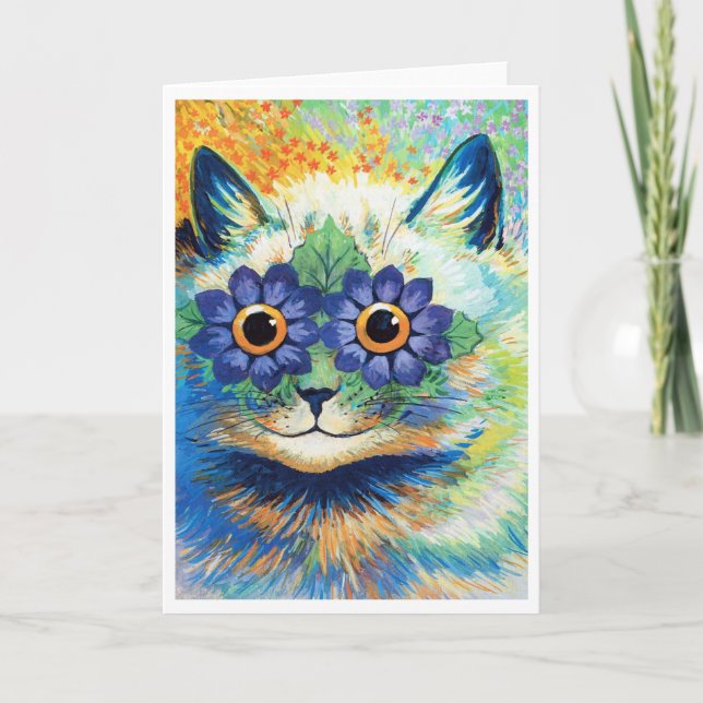 Cartão Olhos de Flor Gato, Louis Wain (Frente)