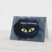 Olhos de Gato Preto de Halloween Aquarela