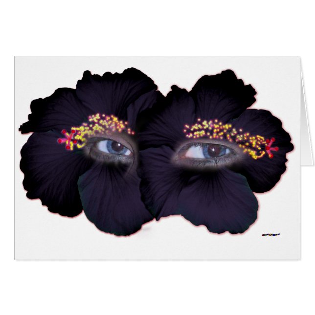Cartão Olhos de Hibiscus - Preto/Roxo (Frente Horizontal)