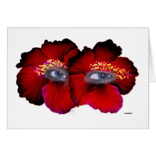 Cartão Olhos de Hibiscus - Vermelho e Preto