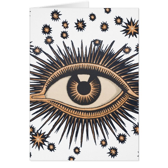 Cartão Olhos Estrelas Lua Celestial Nouveau (Frente)