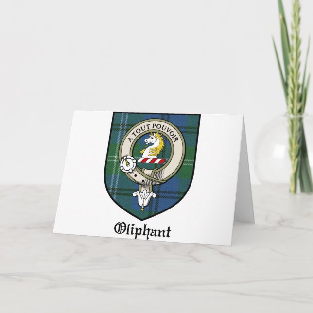 Cartão Oliphant Clan Crest Crachá Tartan (Frente)