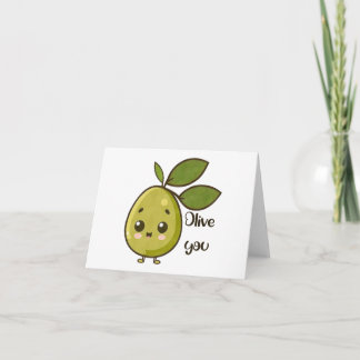 Cartão "Olive You" Kawaii Olive