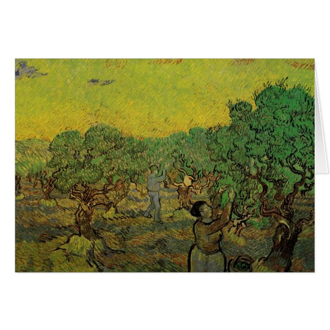 Cartão Oliveira com figuras picantes, Vincent van Gogh (Frente Horizontal)