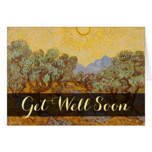 Cartão Oliveiras de Van Gogh Sol Amarelo Céu