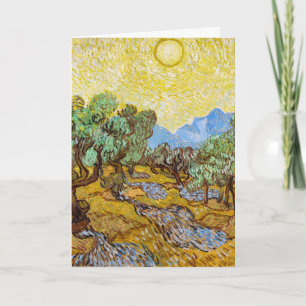 Cartão Oliveiras de Van Gogh - Sol Dourado e Céu Arte