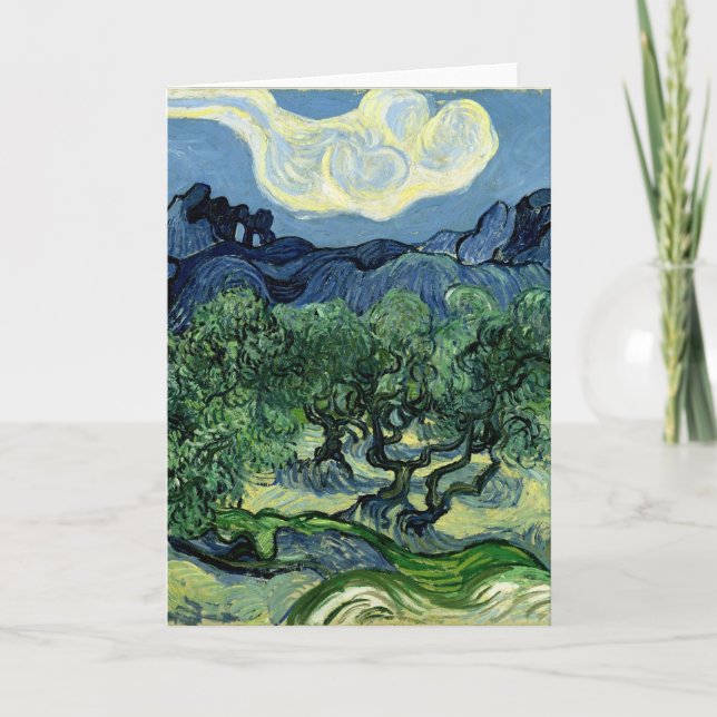 Cartão Oliveiras de Vincent van Gogh (1889) (Frente)