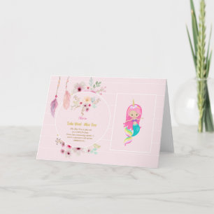 Cartão OLIVIA - Girls Name Meaning Gift - Mermaid Unicorn