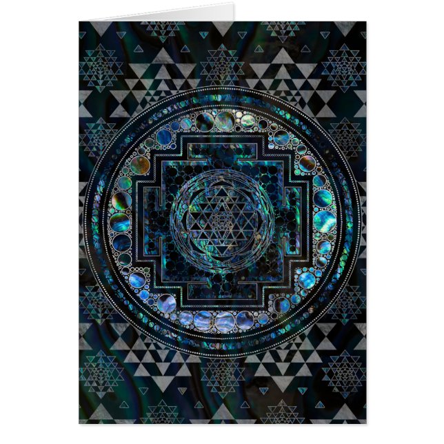 Cartão Olmo Shell de Sri Yantra/Sri Chakra e prata (Frente)