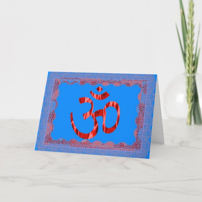 Cartão Om blue hindu greeting card (Frente)