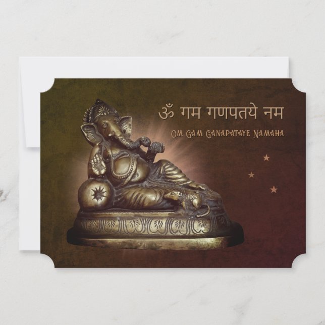 Cartão Om Gan Ganpataye Mantra para Lord Ganesha (Frente)