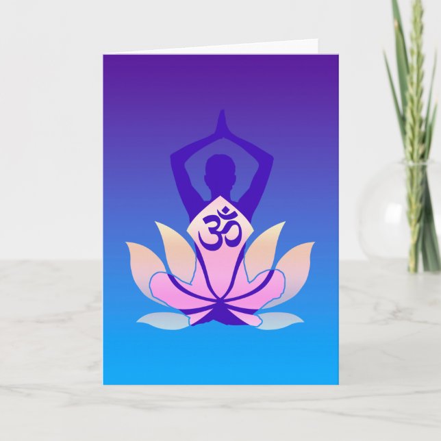 Cartão Om Lotus Yoga Pose Purple Hue (Frente)