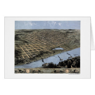 Cartão Omaha, mapa panorâmico do NE - 1868