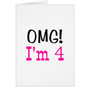 Cartão OMG eu sou 4 (o rosa)