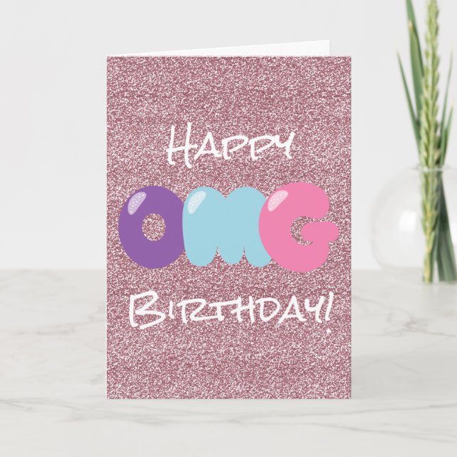 Cartão OMG Happy Birthday Glitter Card (Frente)