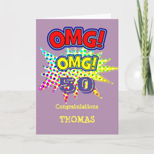 Cartão OMG! How Old Funny Comic Milestone Birthday (Frente)