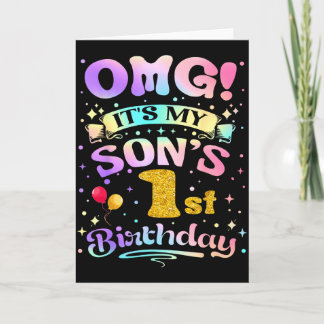 Cartão Omg Its My Sons 1st Birthday Happy 1 Years Old 