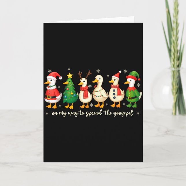 Cartão On My Way To Spread The Gospel Funny Goose Christi (Frente)