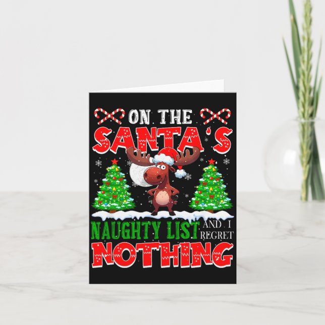 Cartão On Santa's Xmas Naughty List Regret Nothing Santa  (Frente)