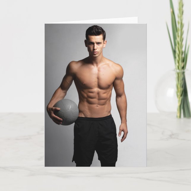 Cartão On The Ball Hot Guy Greetings Card (Frente)