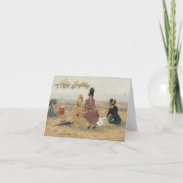 Cartão On the Beach Trouville 1887, por Eugene Boudin