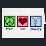 Cartão Oncologista Peace Love Oncology Office Card<br><div class="desc">Um belo cartão de feriado oncologista com um sinal de paz,  coração e o símbolo médico caduceus. Oncologia de Paz e Amor. Apoiar os maravilhosos médicos nos campos da cura e da ajuda aos pacientes com cancer.</div>