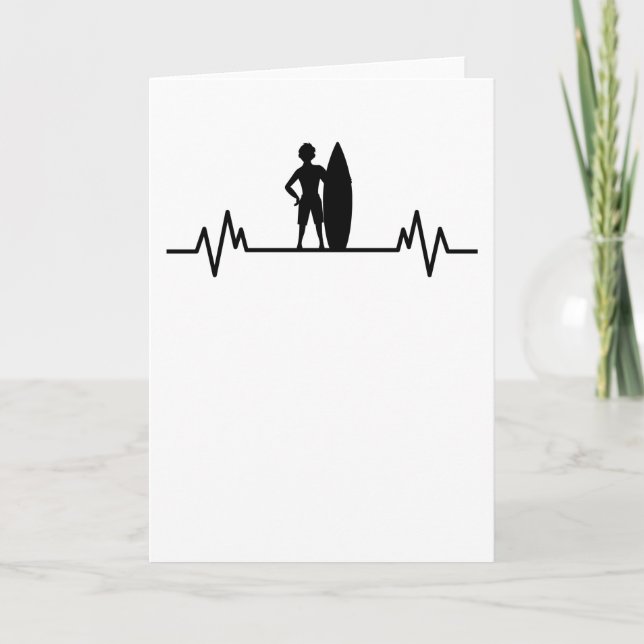 Cartão Onda de batimento cardíaco de surfista presente de (Frente)