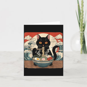 Cartão Onda de Comida de Macarrão Japonês Anime Gato Kawa