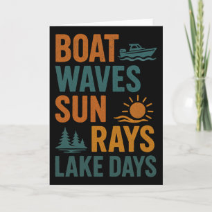 Cartão Ondas de Barco Raios de Sol Dias de Lago Verão Ret