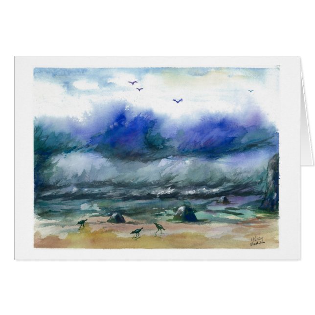 Cartão Ondas de oceano poderosas (Frente Horizontal)