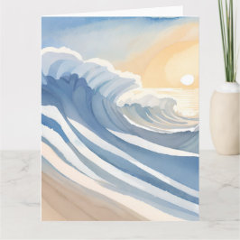 Cartão Ondas do Oceano | Azul Aquarela