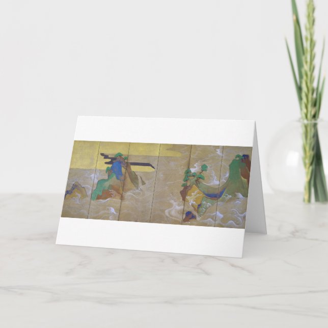 Cartão Ondas em Matsushima (Esquerda), Tawaraya Sotatsu (Frente)