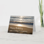 Cartão Ondas em Sunset Beach Grandson Birthday<br><div class="desc">Cartão de aniversário para neto com uma bela fotografia das ondas que caem na praia no pôr do sol e no verso pensativo.</div>