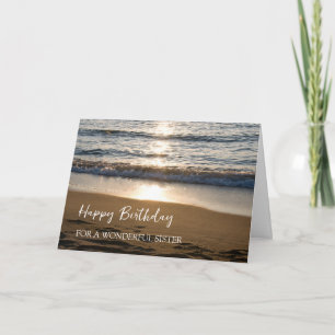 Cartão Ondas em Sunset Beach Sister Birthday
