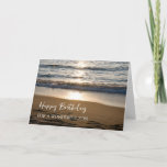 Cartão Ondas no Sunset Beach Son Birthday<br><div class="desc">Cartão de aniversário para filho com uma bela fotografia das ondas que caem na praia no pôr do sol e no verso pensativo.</div>